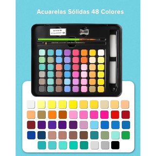 Acuarelas Profesionales Sólidas 48 Colores pintura con estuche papel acuarela pincel