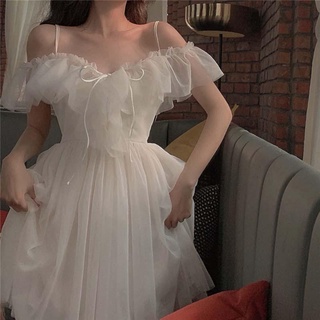 Summer White Strapless Dress Super Fairy Skirt Summer Suspender Small Skirt (1)