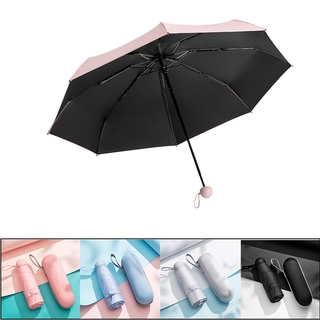 Simple y moda Mini paraguas de bolsillo plegable paraguas sol mujeres viaje plano ligero paraguas protección UV sombrilla plegable Mini paraguas regalo de navidad (1)