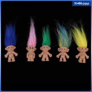 [JQQZ] Vintage 5 piezas colorido Troll Lucky Troll muñeca Leprocauns casa de muñecas Mini figuras de juguete fiesta favores, colecciones, artes y (8)