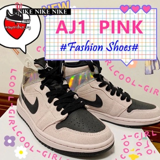 [YC] 2020 Nike Air Jordan 1 Mid AJ1 Sucio Rosa Láser Negro Polvo Deportes Zapatos De Baloncesto Hombres Mujeres BQ6472-602