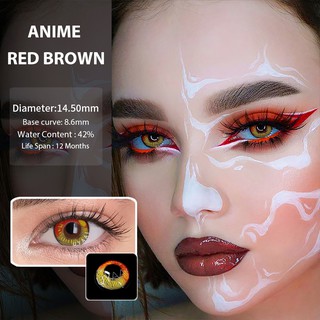 UYAAI 1 par de lentes de contacto de Color de 1 año/lentes de contacto para ojos/lentes de contacto cosméticos Anime/contactos de ojos para Cosplay/maquillaje/contactos de colores/serie Anime/marrón rojo