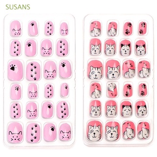 SUSANS Kids Wearable Artificial Fake Nails Child False Nails Detachable Manicure Tool Press On Nail Full Cover Nail Tips