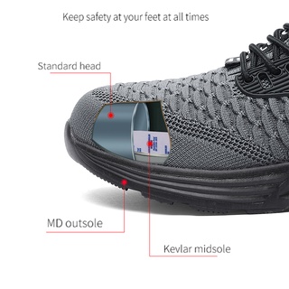 [listo STOCK] zapatos de seguridad puntera de acero Anti-aplastamiento Anti-piercing ligero transpirable hombres (4)