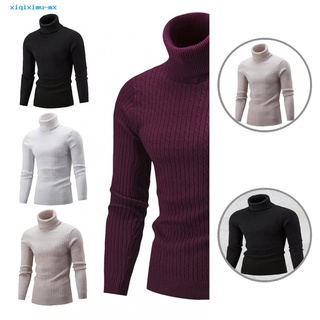 xiqiximu Casual suéter de punto Twist cuello alto masculino suéter de punto cálido para otoño invierno (1)