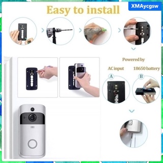 [xmaycgsw] smart home video timbre cámara, 2,4 ghz wifi timbre cámara, resistente a la intemperie, audio bidireccional, 166 gran angular, movimiento pir