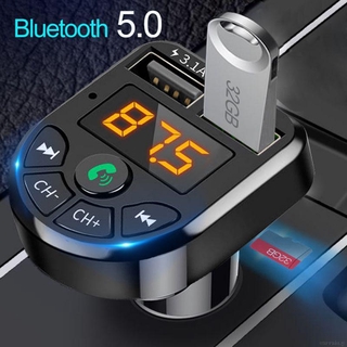 Bluetooth 5.0 FM transmisor Kit de coche modulador MP3 reproductor de Audio inalámbrico receptor de Audio Dual USB cargador rápido 3.1A