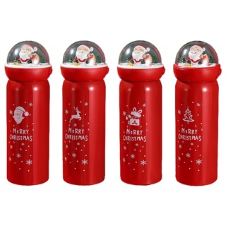 ST Christmas Stainless Steel Vacuum Flask Cute Santa Claus Snow Globe Leak-proof Insulated Water Bottle Thermos Cup Mug