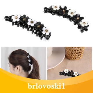 [brlovoski1] niñas moda negro blanco pétalos clip de pelo pico de pato horquilla headwear