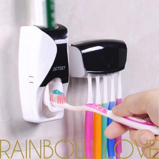 Juego de Dispensador Automático de Pasta de dientes sostenedor de cepillo de dientes de pared para baño (1)