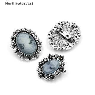 Northvotescast 12 piezas de resina estilo Vintage y diamantes de imitación Cameo broche pasadores en antiguo NVC nuevo