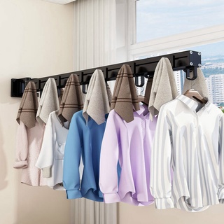plegable colgante de pared de ropa estante de secado interior balcón retráctil percha de ropa toallas organizador de ropa (5)
