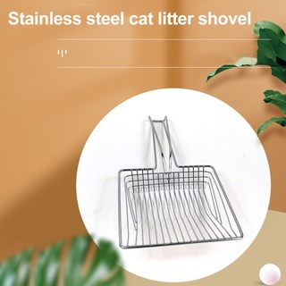 Cuchara de arena portátil de acero inoxidable para gatos, pala hueca, herramienta de limpieza para mascotas
