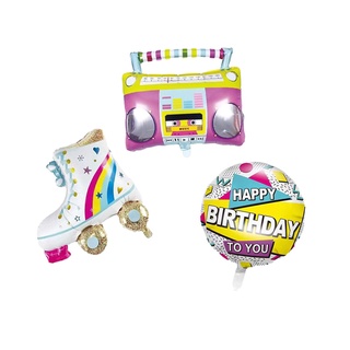 Radio patines de papel de aluminio globos de helio Boombox Rollerblade Baby Shower boda cumpleaños tema fiesta decoraciones juguetes (1)