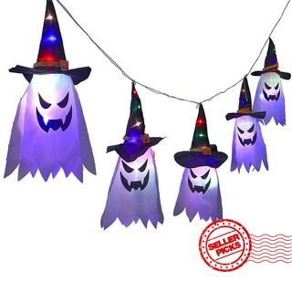 halloween fantasma cadena de luces de hadas luces de bruja sombreros patio led fiesta decorativa i6w0