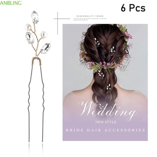 Anbling 6 pzs accesorio De cabello Vintage con Cristal Para novia/bodas/multicolores