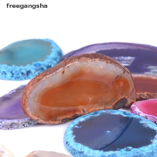 [Freegangsha] Agate polished irregular geode quartz crystal slice healing stone pendant decor YREB (5)
