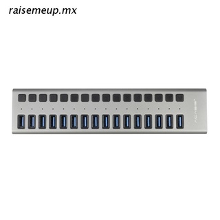 r.mx Acasis USB3.0 HUB Multi USB Splitter 16 Ports Expander 12V 6A Power Adapter Multiple USB3.0 Hub with Switch Led light