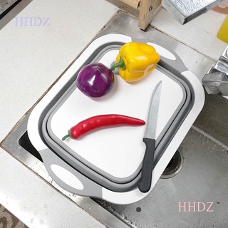 Hhdz - tabla de cortar plegable multifunción, nueva actualización, fregadero de verduras, 3 en 1, portátil, desagüe