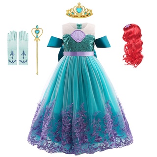 Niños Cosplay vestidos de sirena Ariel princesa niña vestido Cosplay disfraces niños Halloween disfraz de lujo niños carnaval ropa de fiesta vestido de verano