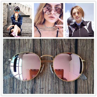 Gafas de sol redondas mujeres hombres mujer marca Metal marcos espejo lentes o mujeres