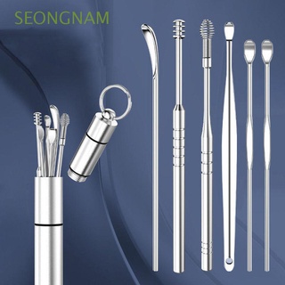 SEONGNAM Portable Ear Care Tools Multifunction Earpick Ear Wax Remover 360° Cleaning Professional Stainless Steel Reusable Massage Spiral Ear Canal Cleaner