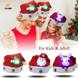 Rojo de la serie de navidad Santa luminoso tapas/ alce de navidad sombreros de muñeco de nieve/ fiesta LED luz hasta sombreros para niños adultos año nuevo