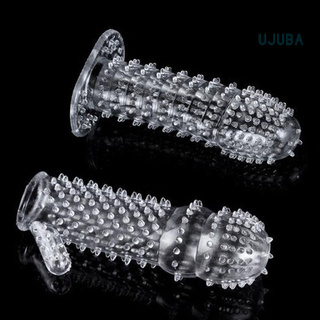 ujuba Silicone Spike Dotted Ribbed Clear Condom Penis Extension Sleeve Adult Sex Toy