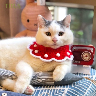 TITUS XS-L Collar de gato de punto Bricolaje Navidad Collar de perro Bufanda Pañuelo Tejer Cachorro Lindo Hecho a mano Accesorios para gatos