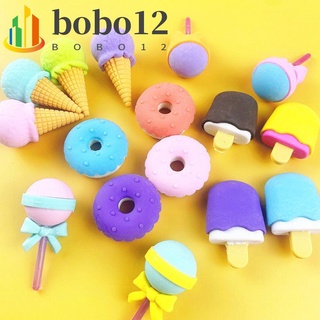 BOBO 4pcs Papelería Conjunto de borradores Alumnos Helado Minipiruleta Donut Nuevo Dibujos animados Originalidad Paleta