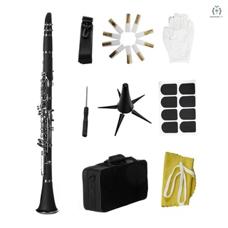 Rx Bb B clarinete plano clariónete baquelita con estuche cañas almohadillas de goma guantes correa de limpieza paño