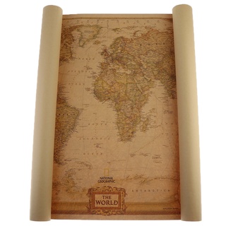 [shiwaki1] mapa del mundo vintage papel pared arte retro mapa del mundo para sala de estar