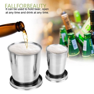Fallforbeauty taza plegable duradera de acero inoxidable taza de agua plegable taza vajilla portátil botella beber viaje Camping telescópico taza