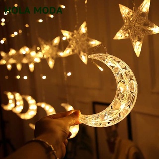 HOLAMODA Nuevo Producto De Navidad Cadena De Luz De Cristal Estrella Luna Modelado Cortina LED Linterna Decoración De Ventana