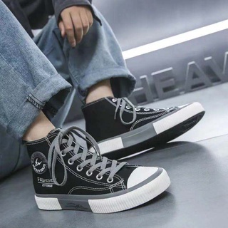 Zapatos De Lona Para Hombres De Alta Parte Superior 2021 De Moda Todo Combinado Para Adolescentes Zapatillas Casuales De Verano Transpirable Tela (1)