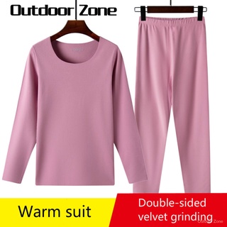 Zona al aire libre invierno Delong traceless térmica ropa interior de las mujeres de felpa engrosado fondo abrigo otoño ropa y otoño pantalones conjunto de ropa caliente