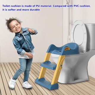 Asiento de inodoro para niños con taburete de paso escalera antideslizante para bebé orinal asiento de entrenamiento silla suave portátil plegable cojín extraíble