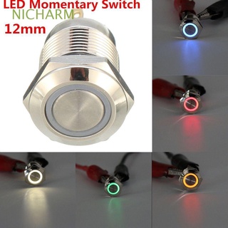 NICHARM Util Empuje el interruptor de boton Hot Símbolo LED en / de Universal Durable Brand New Moda Coche de aluminio/Multicolor (1)