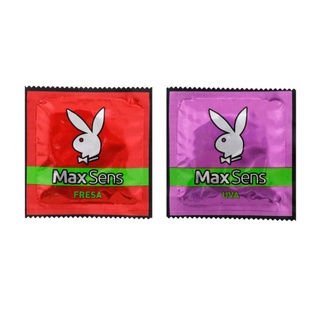 4 pzs de Preservativos Marca Playboy Max Sense Sabores Uva y Fresa