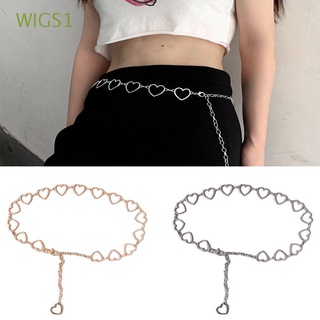 wigs1 moda cintura cadena vestidos decoración corazón hueco faja fina cintura cinturones elegante hip hop estilo metal señora y mujeres gancho de aleación hebilla cinturón/multicolor