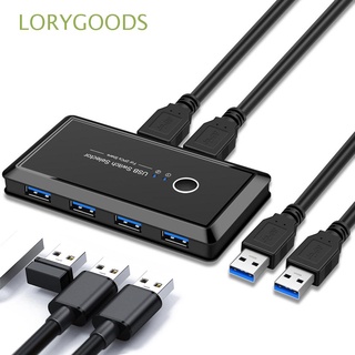 LORYGOODS Keyboard Mouse KVM Switcher Hub Adapter 4 USB Devices USB Switch Selector Scanner Switch Box Printer 2 Computers Sharing USB 2.0 3.0