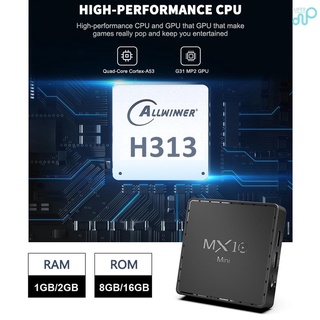 MX10 Mini Android 10.0 Smart TV Box UHD 4K Media Player Allwinner H313 Quad-core H.265 VP9 1GB / 8GB 2.4G WiFi 100M LAN (6)