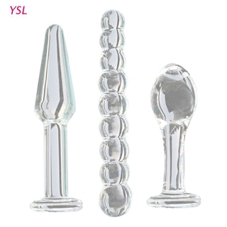 YSL 3 Pcs/Set Glass Butt Plug Dilator G-spot Stimulator Prostate Massager Sex Toy