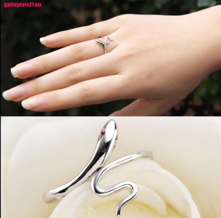 [jymx] caliente 925 moda plata señora anillo dedo apertura ajustable serpiente nueva