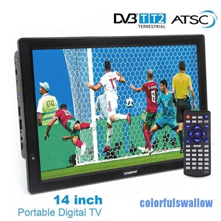 [colorfulswallow] 14 pulgadas HD portátil TV DVB-T2 ATSC Digital analógico televisión Mini coche pequeño TV