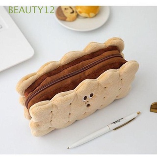 BEAUTY12 Cute Stationery Bag Sandwich Style Pen Storage Pencil Case Biscuit Shape Plush High Capacity Funny Girl Student Supplies