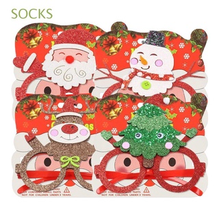 Calcetines 4 piezas accesorios para fiestas infantiles con marco De lentes De navidad De año nuevo/decoraciones (1)
