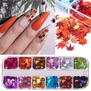 ins Epoxy Resin Maple Glitter Fall Leaf Holographic Autumn Nail Art Chunky Glitter Leaves Resin Fillings Sequins Art Crafts