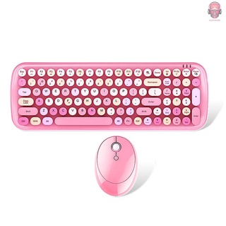 AUDI Mofii Candy XR 2.4G teclado inalámbrico y ratón Combo 100 teclas redondas teclas mixtas Mini teclado niñas para ordenador portátil/PC rosa