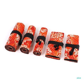 skin 12/24/36/48/72 Holes Canvas Roll Up Pen Curtain Pencil Bag Case Makeup Wrap Holder Storage Pouch School Supplies
